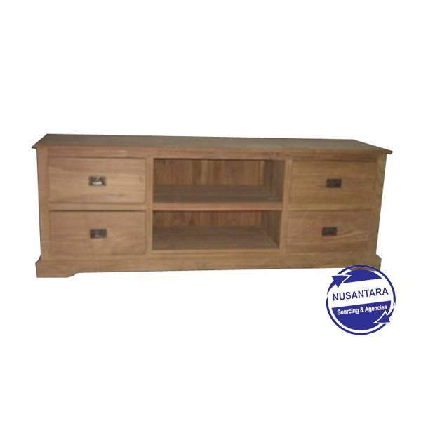 RECYCLED TEAK TV CABINET 4 DRAWERS